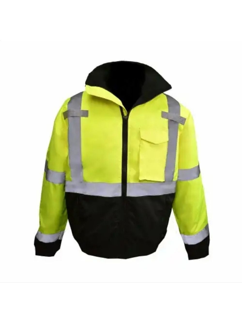NWOB Radwear Class 3 Quilted HoodedBomber Jacket Hi Vis Yellow Black Bottom - XL